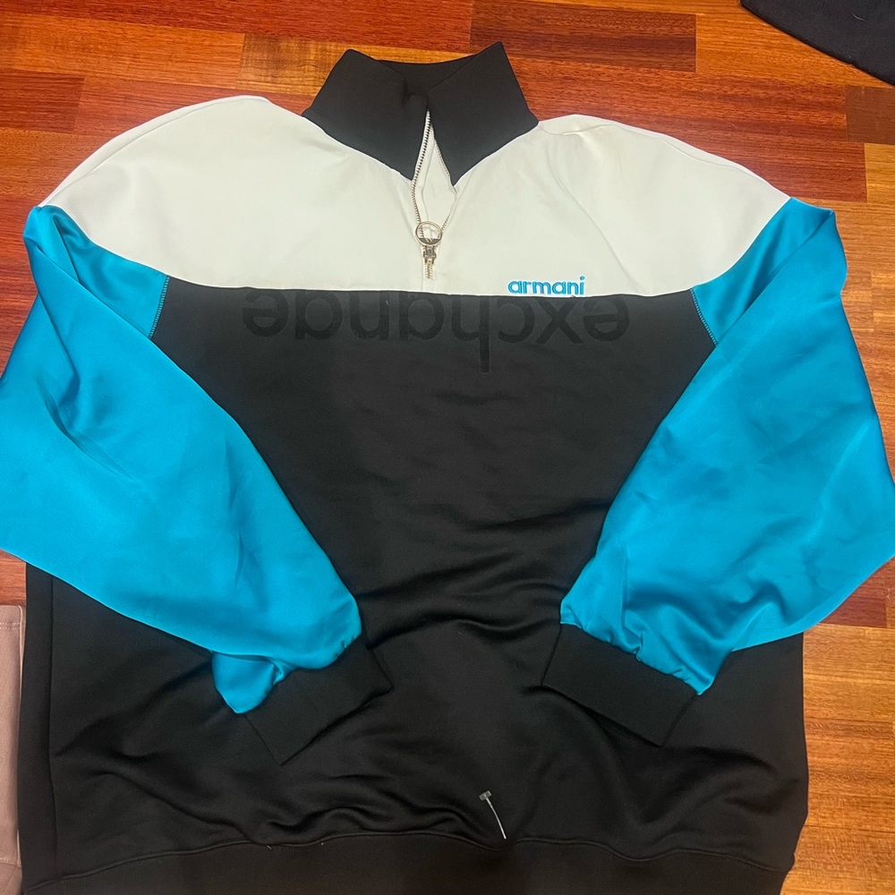 Armani Exchange Black and White Zip Sweatshirt